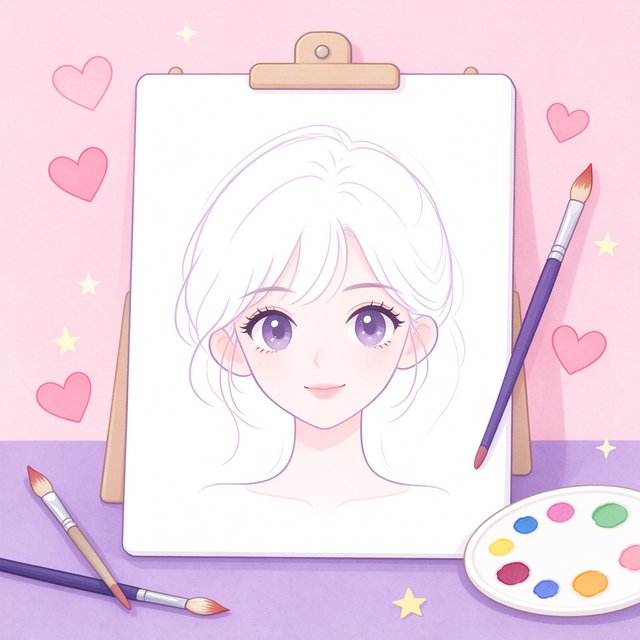 AI虚拟女友人设定制插画：画板上的专属人设创作场景